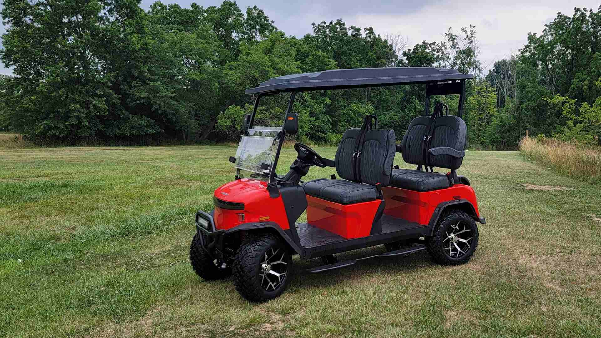 The Scarlet Red Denago Rover XL Tigon Golf Carts (2)