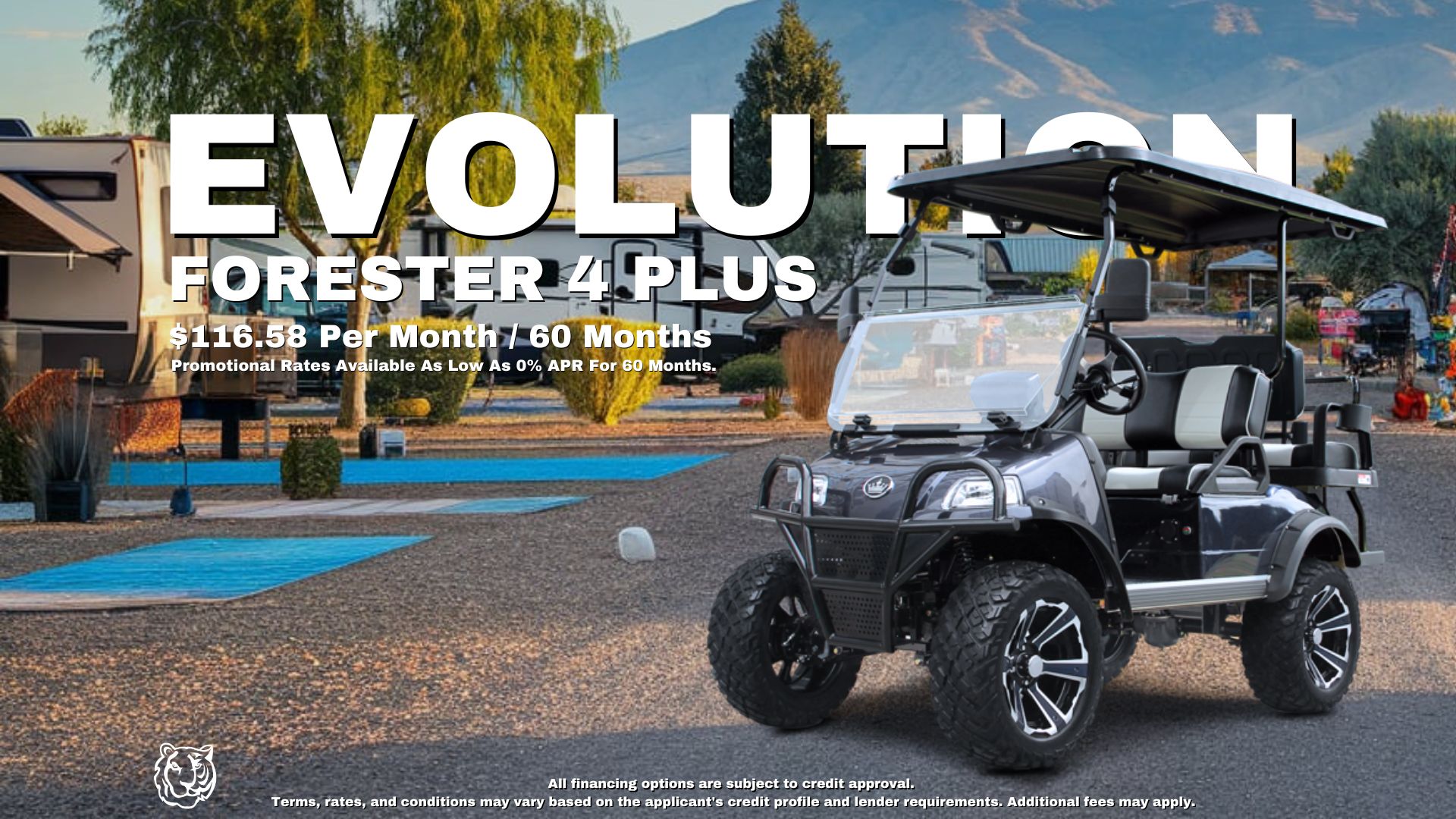 Number 1 Campground Golf Cart: EVolution Forester 4 Plus.