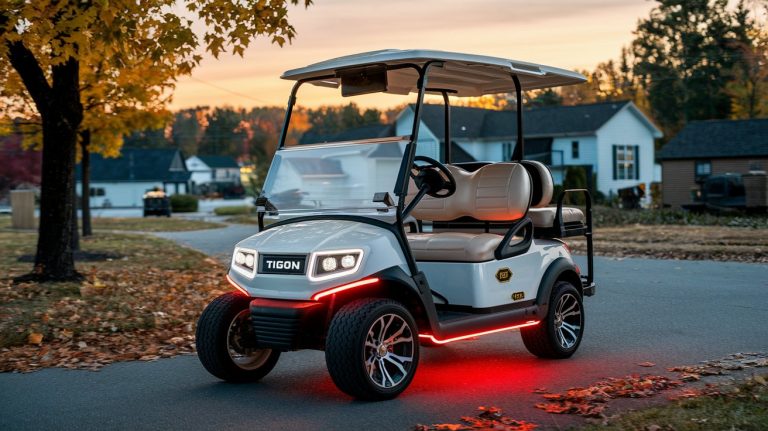 White and Red Golf Cart Neighborhood