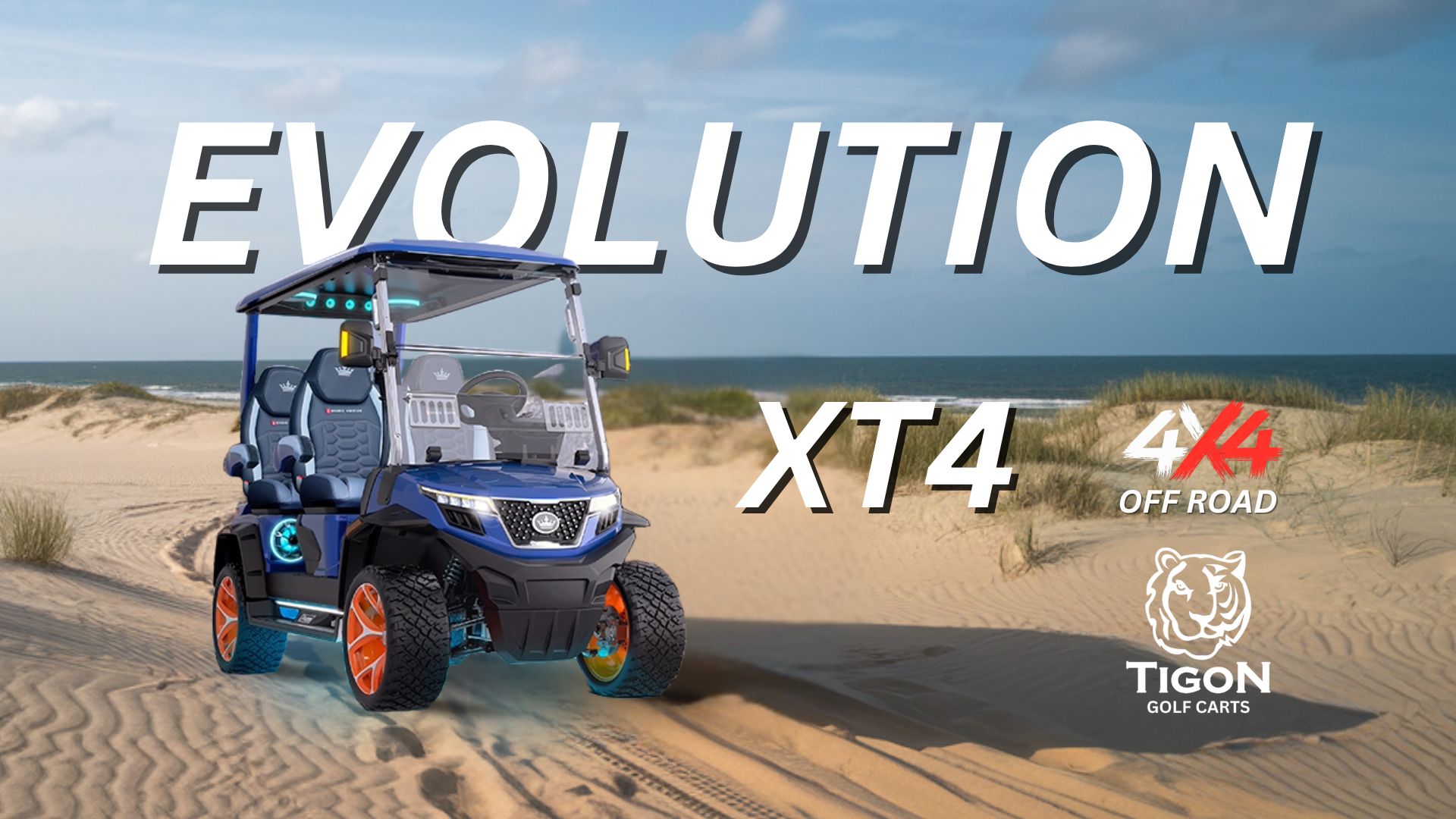 EVOLUTION XT4 4X4 ALL WHEEL DRIVE GOLF CART AT THE BEACH (3)