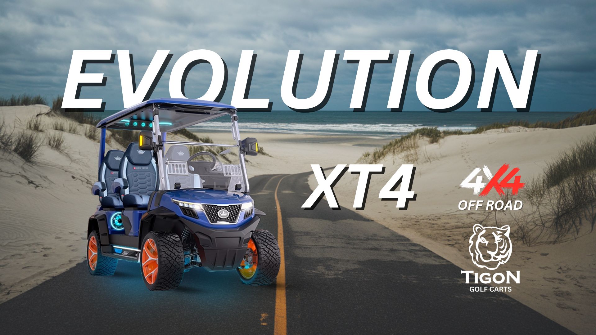 EVOLUTION XT4 4X4 ALL WHEEL DRIVE GOLF CART AT THE BEACH (5)