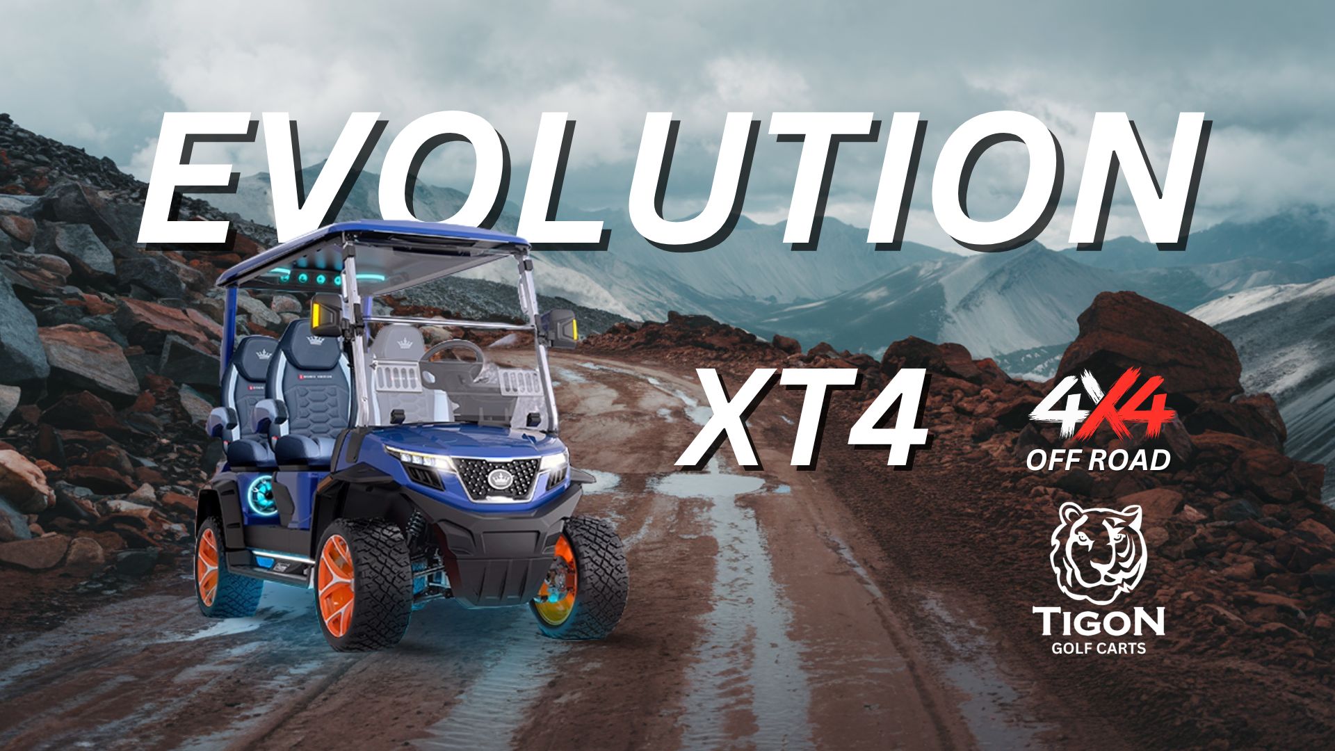 EVOLUTION XT4 4X4 ALL WHEEL DRIVE GOLF CART DRIVING IN THE MOUNTAIN RANGE (1)