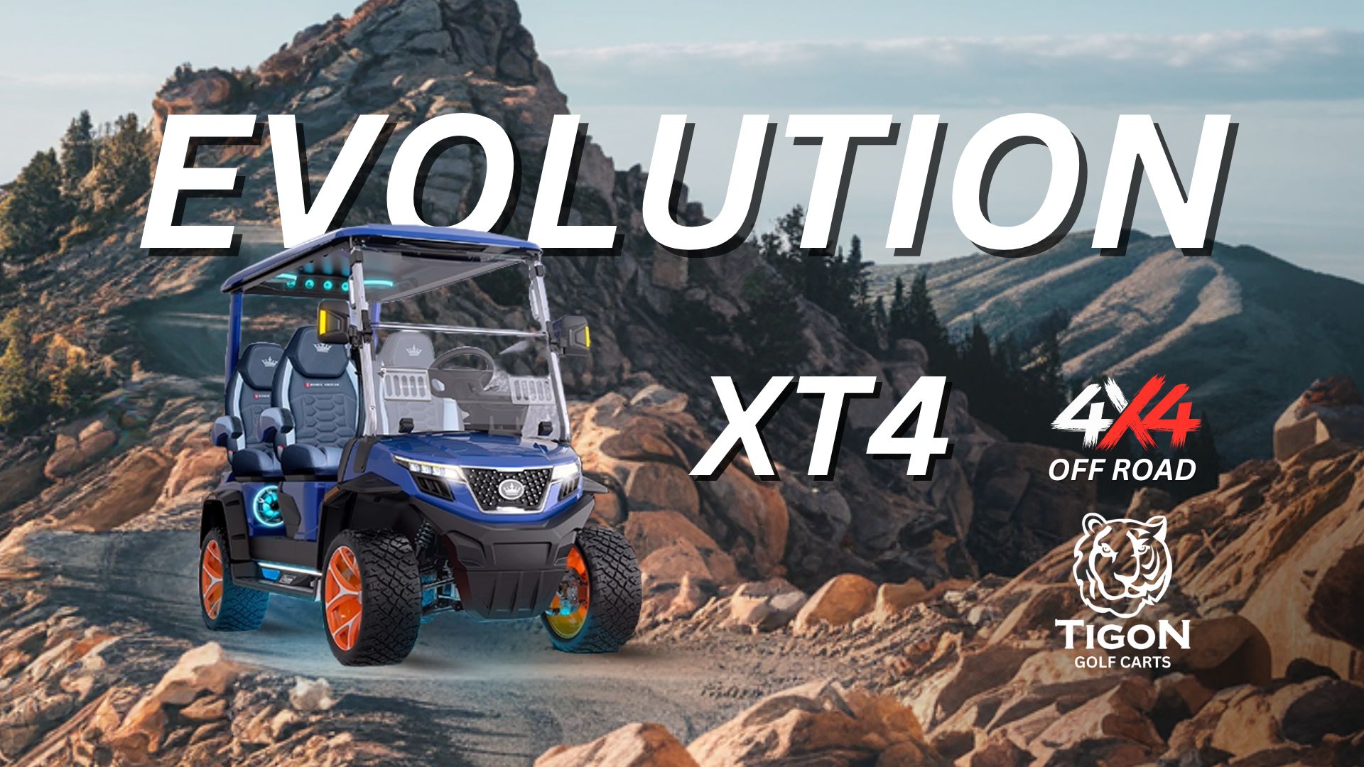 EVOLUTION XT4 4X4 ALL WHEEL DRIVE GOLF CART DRIVING IN THE MOUNTAIN RANGE (2)