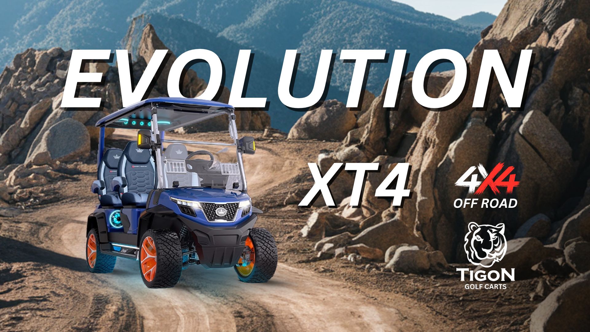 EVOLUTION XT4 4X4 ALL WHEEL DRIVE GOLF CART DRIVING IN THE MOUNTAIN RANGE (3)