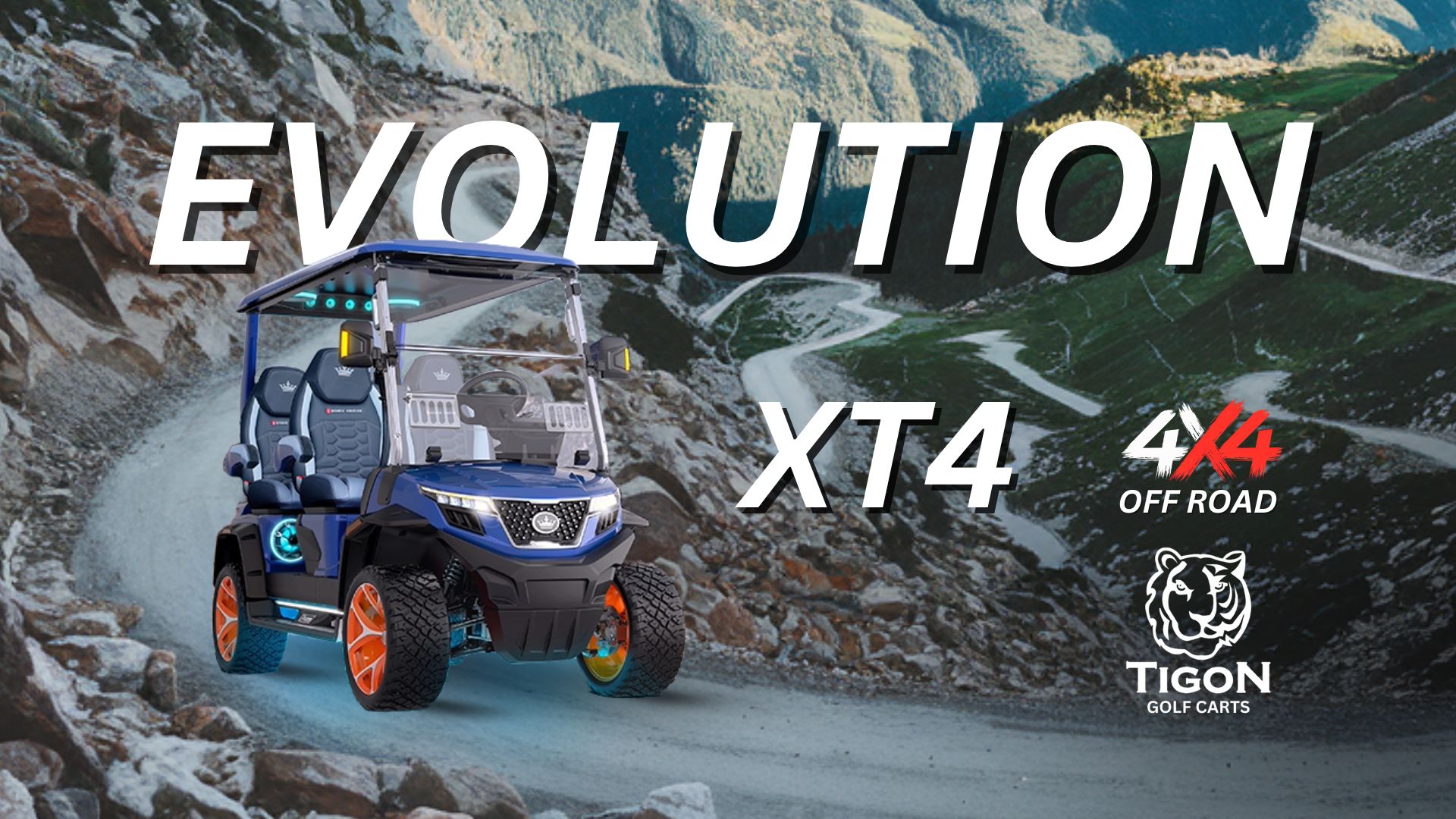 EVOLUTION XT4 4X4 ALL WHEEL DRIVE GOLF CART DRIVING IN THE MOUNTAIN RANGE (5)