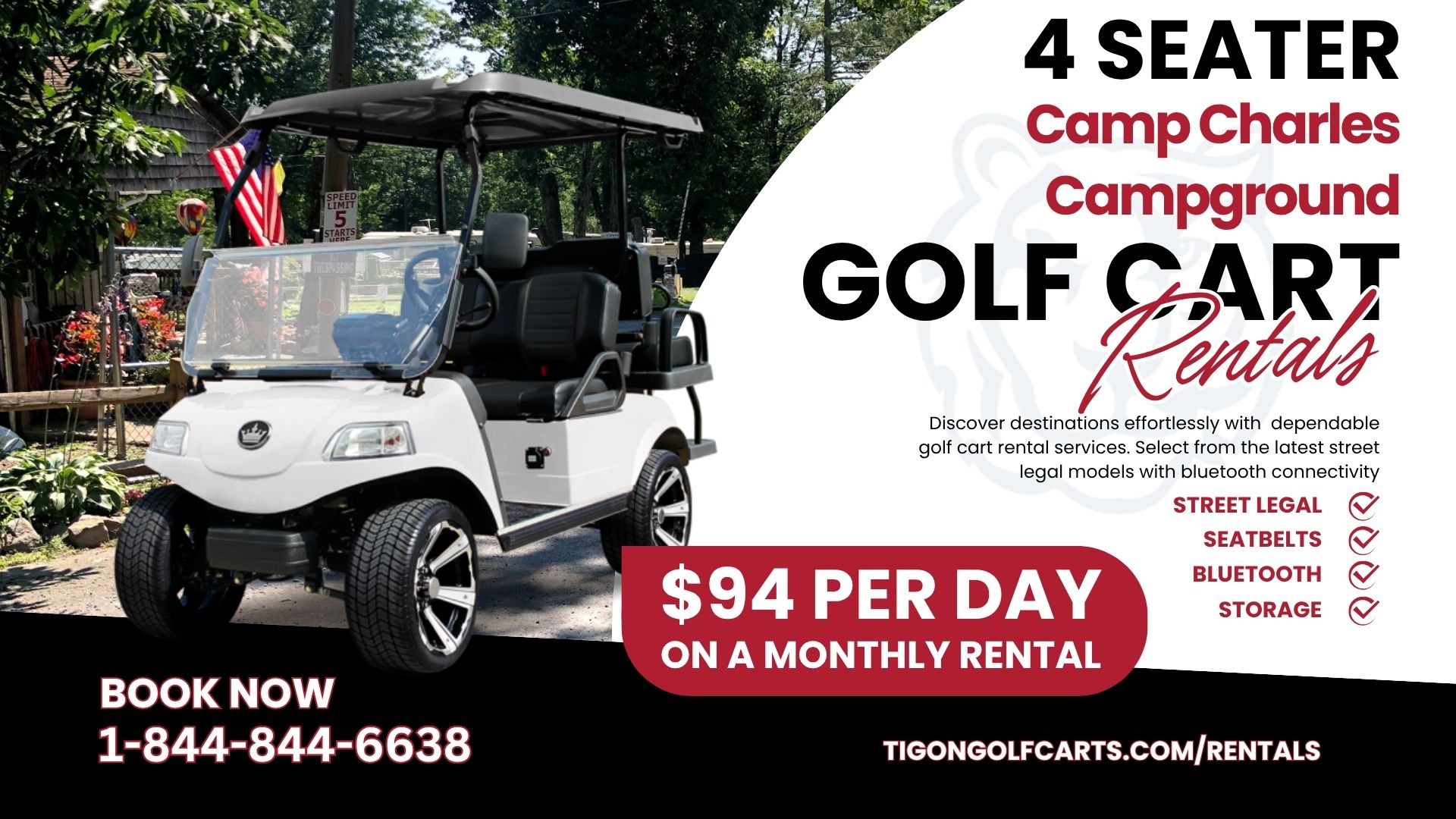 Camp Charles Campground 4 Seater Golf Cart Rental