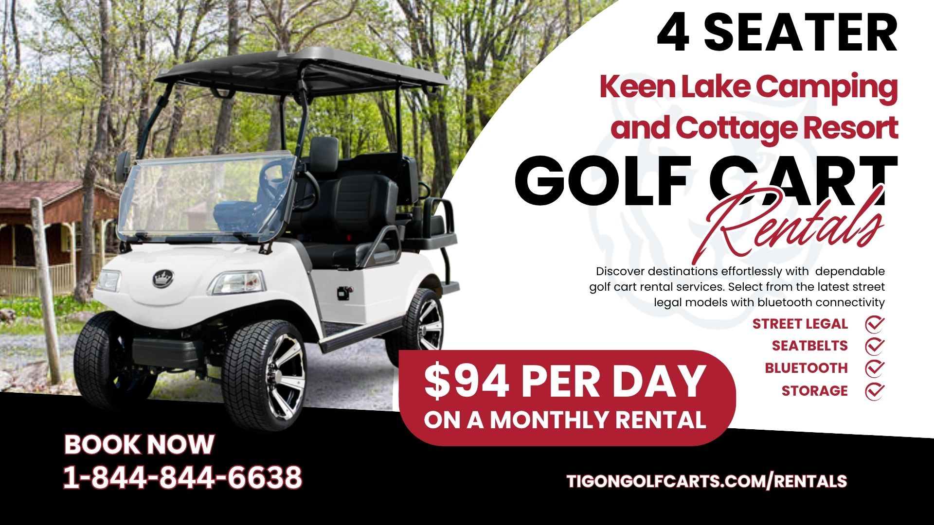 Keen Lake Camping and Cottage Resort 4 Seater Golf Cart Rental