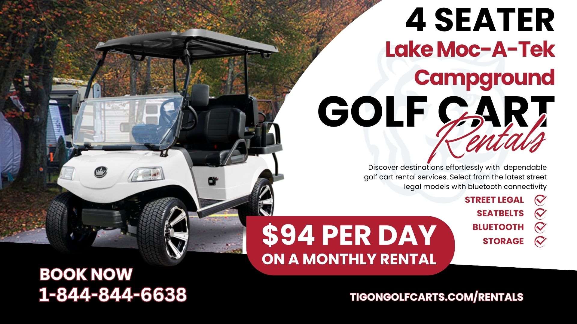 Lake Moc-A-Tek Campground 4 Seater Golf Cart Rental