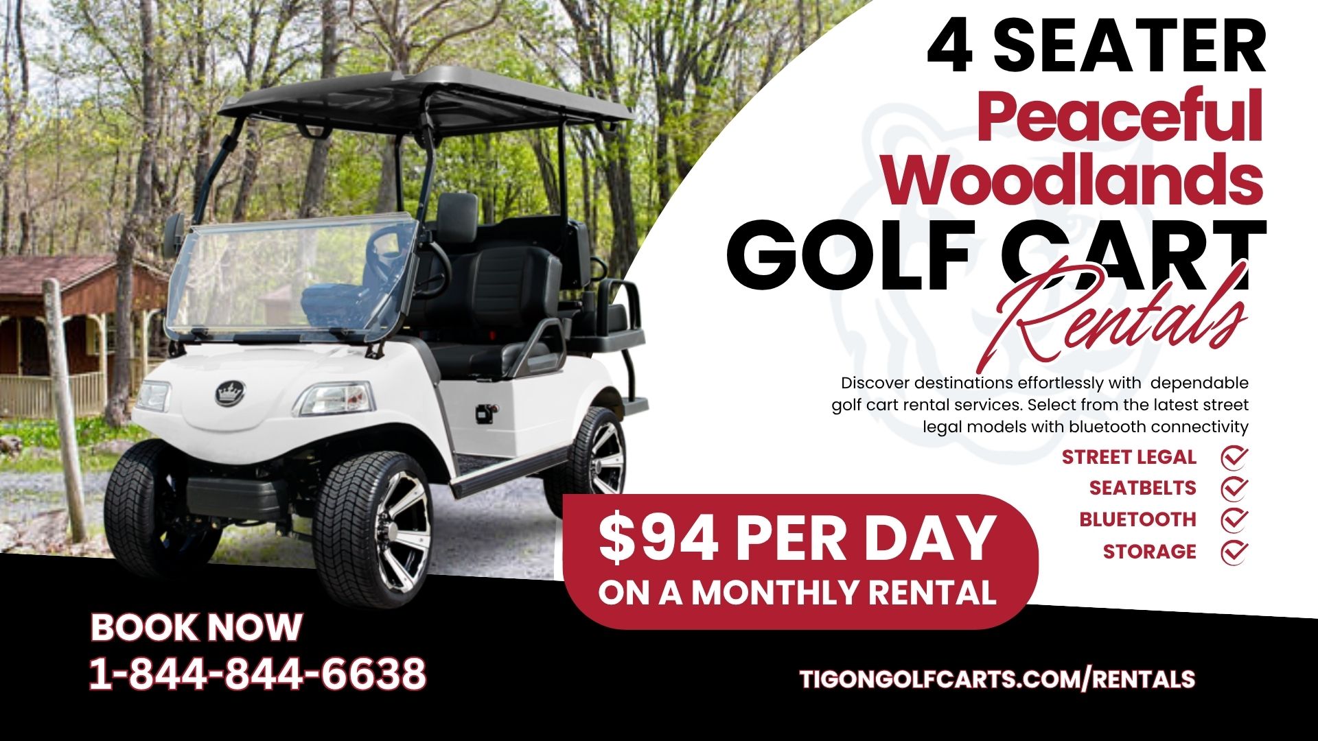 Peaceful Woodlands Campground4 Seater Golf Cart Rental