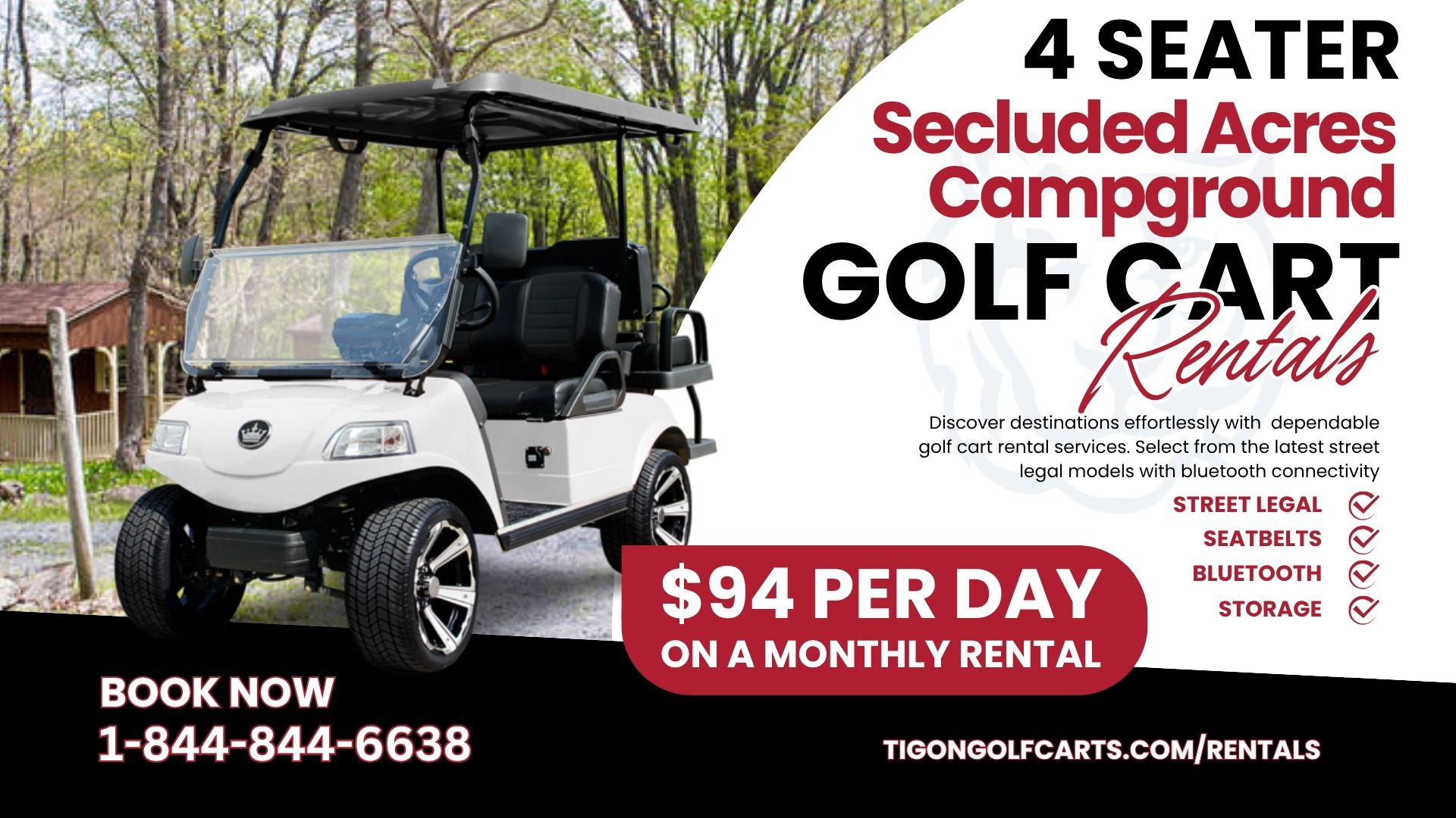Secluded Acres Campground 4 Seater Golf Cart Rental
